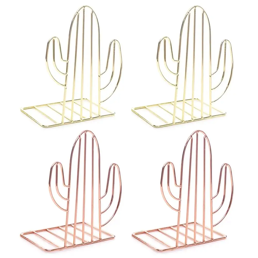 

2PCS/Pair Creative Cactus Shaped Metal Bookends Book Support Stand Desk Organizer Storage Holder Shelf