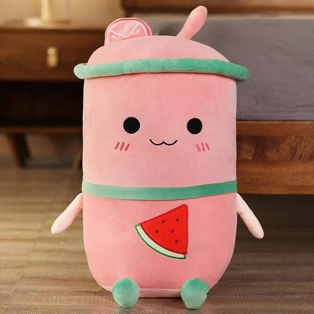 Kawaii Avocado Plush Toys Cute Boba Stuffed Pillow Fruit Tea Cup Cartoon Sleeping Pushine Toys Valentines Gifts For Kids Girls