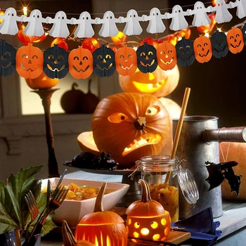 

7pcs Paper Halloween Garlands Bunting Banners Holiday Halloween DIY Decorations for KTV Shop Bar Garden Yard Home