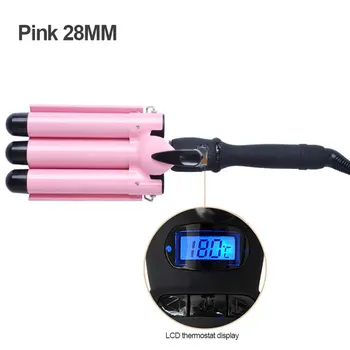 

LCD display Ceramic 3 Triple rod Curling Iron Hair Salon Stick Hair Waver UK Temperature Control Curling Iron Hair Curler Wand