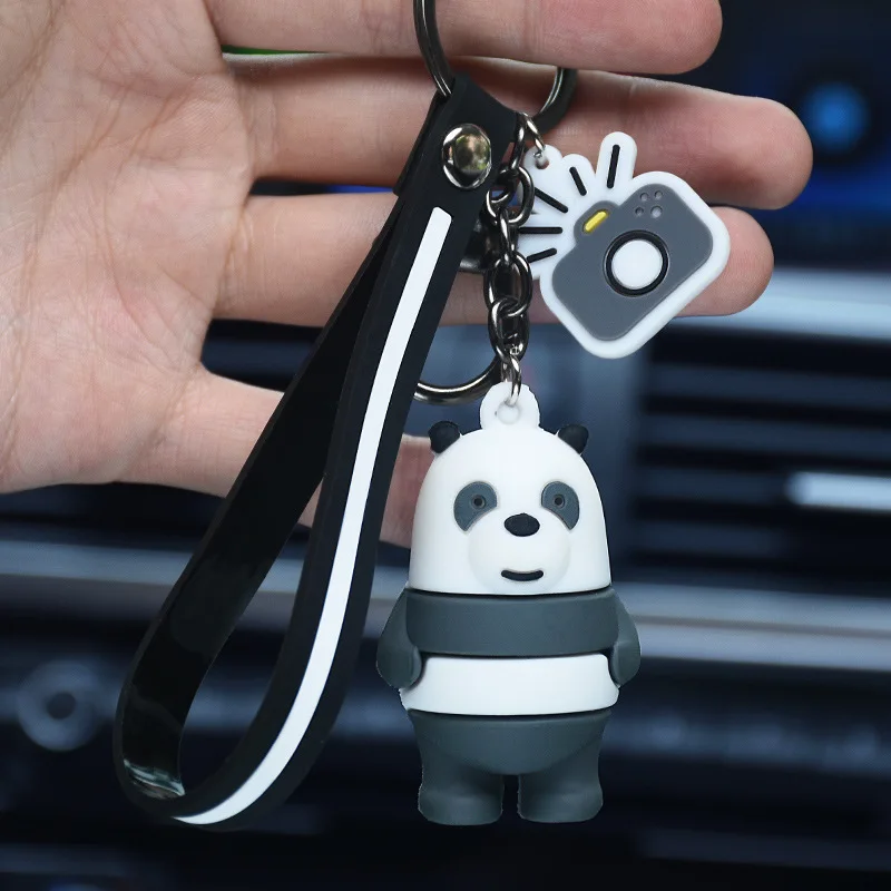

Cartoon Anime We Bare Bears Keychains Three Animal Bears Doll KeyChain Women Car Bag Pendant Belt Trinkets Keyring Porte