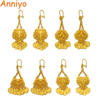 

Anniyo African Gold Color Drop Earrings for Women Girls,Arab Ghana Nigeria Jewelry Gifts With Heart Small Pieces #111306