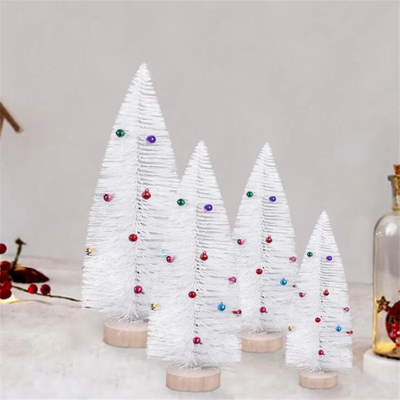 1pc Handmade Mini White Christmas Tree with Bells Merry Christmas Party Decorations Xmas Party Home DIY Decor Gift