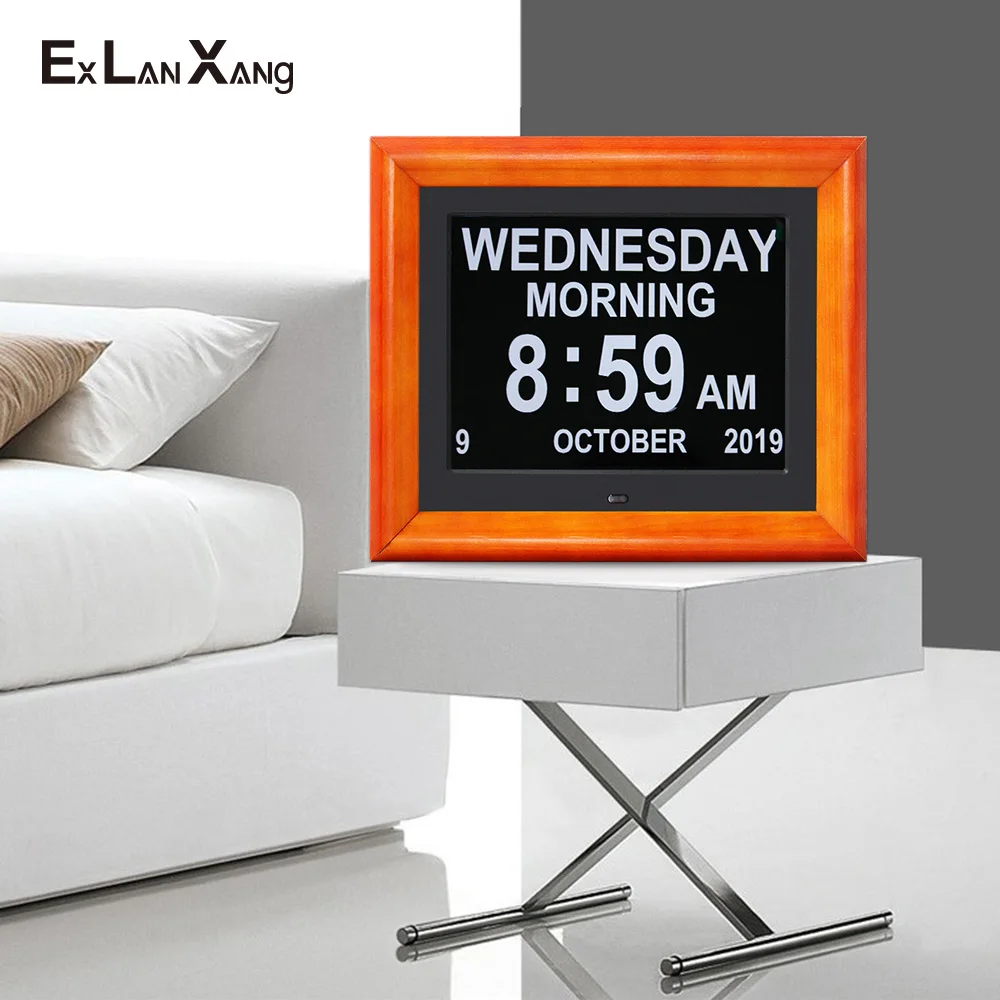 US $53.03 8 Inch Electronic LCD Big Character Old People Medicine Screen Reminder Alarm Clock Digital Clock Photo Frame Christmas Gift