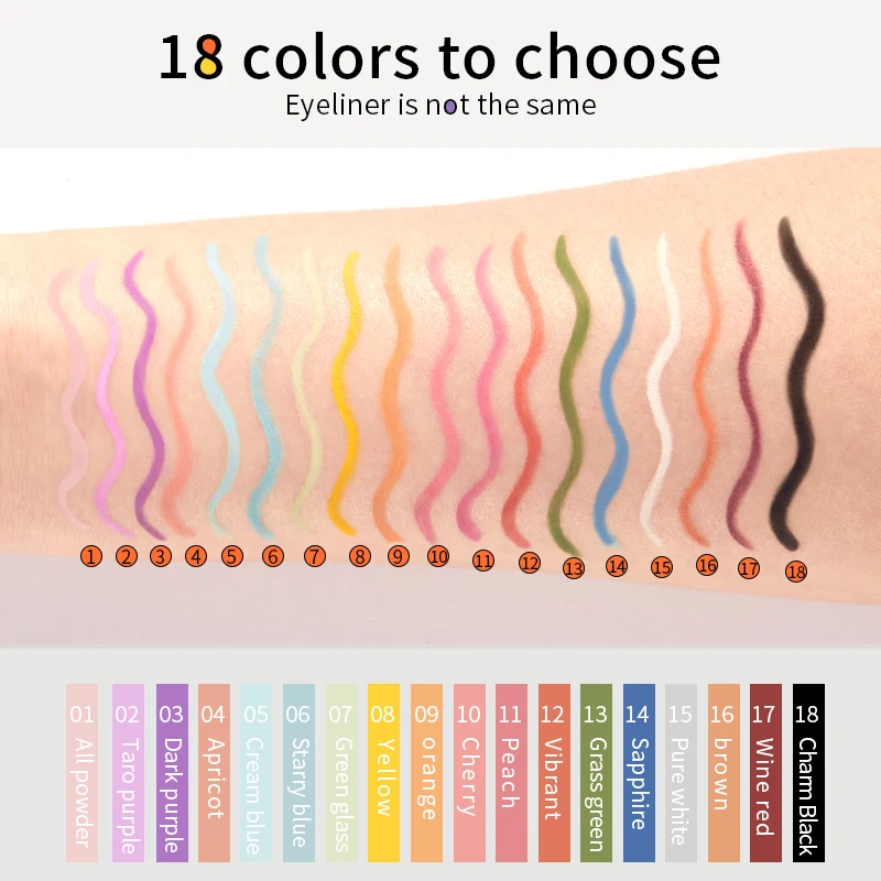 18 Color Eyeliner Waterproof Gel Eye Liner Pencil No Smudging Makeup Cosmetics For Charm Colored Eyes Cosmetics Pen Long Lasting liquid eyeliner,eyeliner pencil,makeup pen,eyeshadow eyeliner,eyeliner paste
