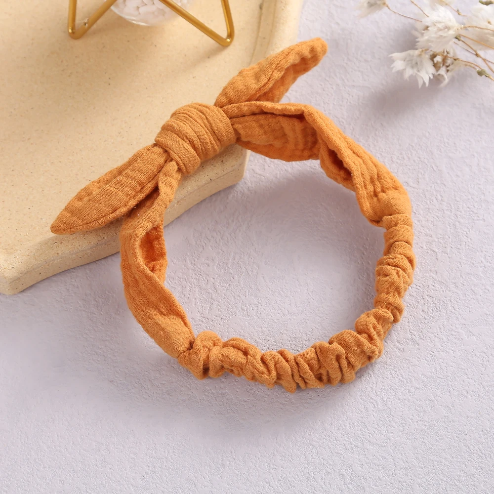 1Pcs Solid Color Baby Girls Bow Knot Headband Children Turban Headwrap Gingham Elastic Nylon Ribbit Ear for Kids | Детская одежда и