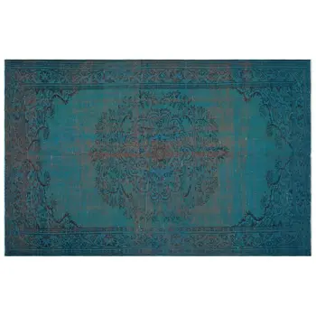 

Handmade Turquoise Vintage Overdyed Turkish Area Rug 187x293 Cm-6'2''X9'7''