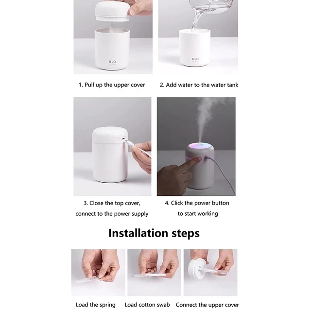 Portable 300ml Electric Air Humidifier Aroma Oil Diffuser USB Cool Mist Sprayer with Colorful Night Light for Home Car 6