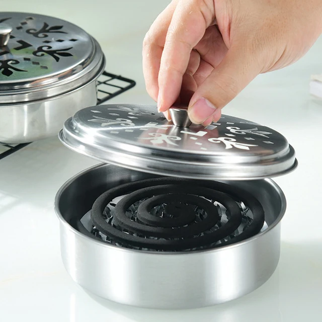 Rozsdamentes Acélból Készült Tűzálló Szúnyog-2-Es Füstölő Tekercset Tálca Háló Doboz - Image 6