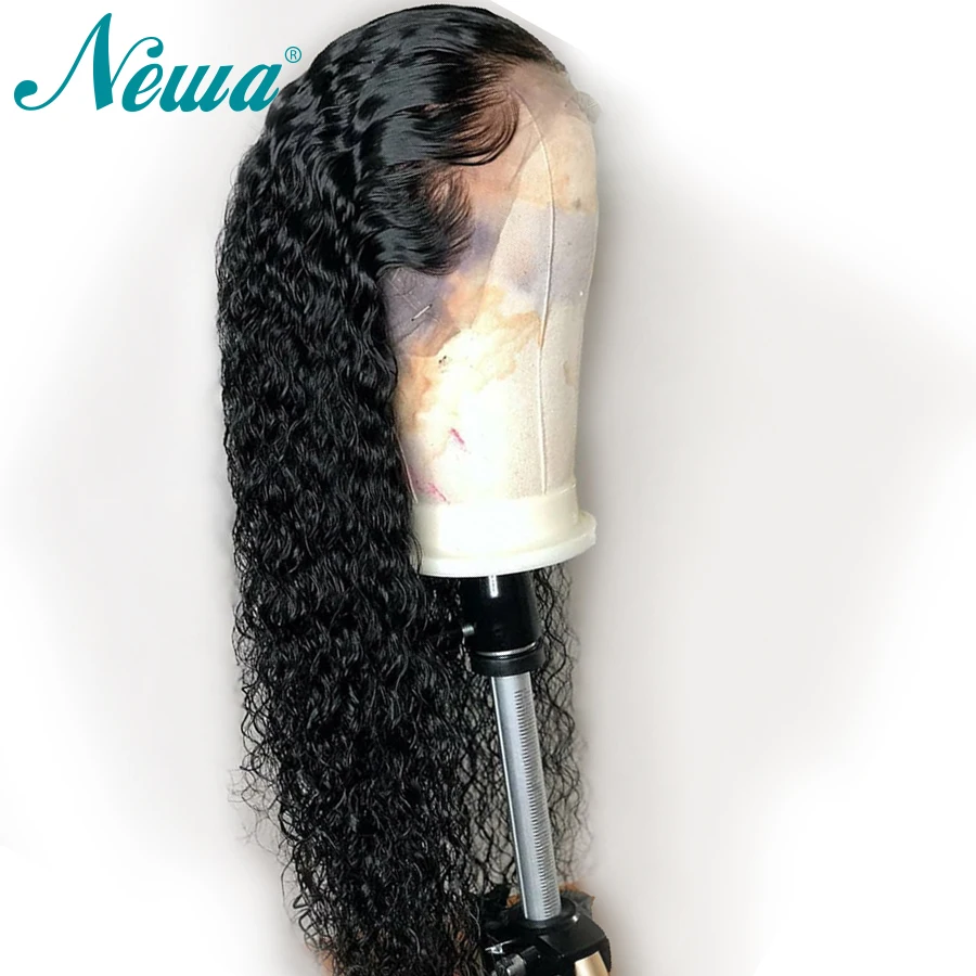 Newa волосы волна воды полный кружевной парик человеческих волос предварительно сорвал с волосами младенца бразильские полные парики шнурка для черных женщин парик из натуральных волос