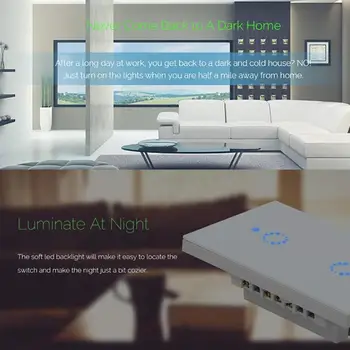 

US WiFi Wireless Light Relay 315MHz RF Touch APP Control Smart Wall Switch