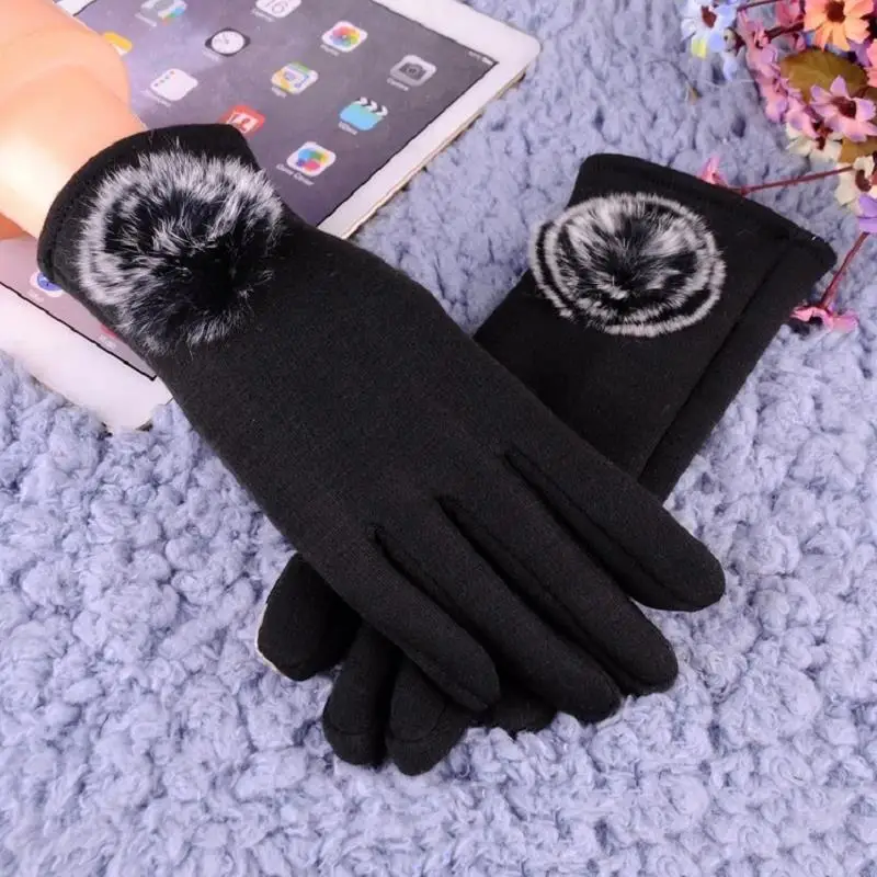 Новые Дизайнерские однотонные Зимние перчатки для женщин толстые теплые уличные Перчатки Варежки женские плюс бархатные рукавички оптом - Цвет: 3