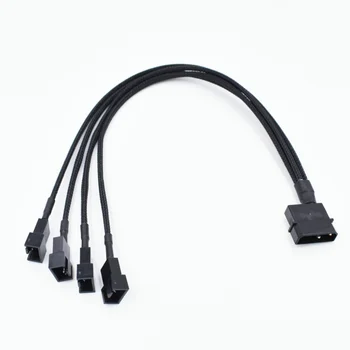 

10pcs/lot Black Sleeved 22AWG 4Pin IDE Molex to 4 x 4 Pin PWM Fan Power Splitter Cable, Cooler Cooling PWM Fan Cable