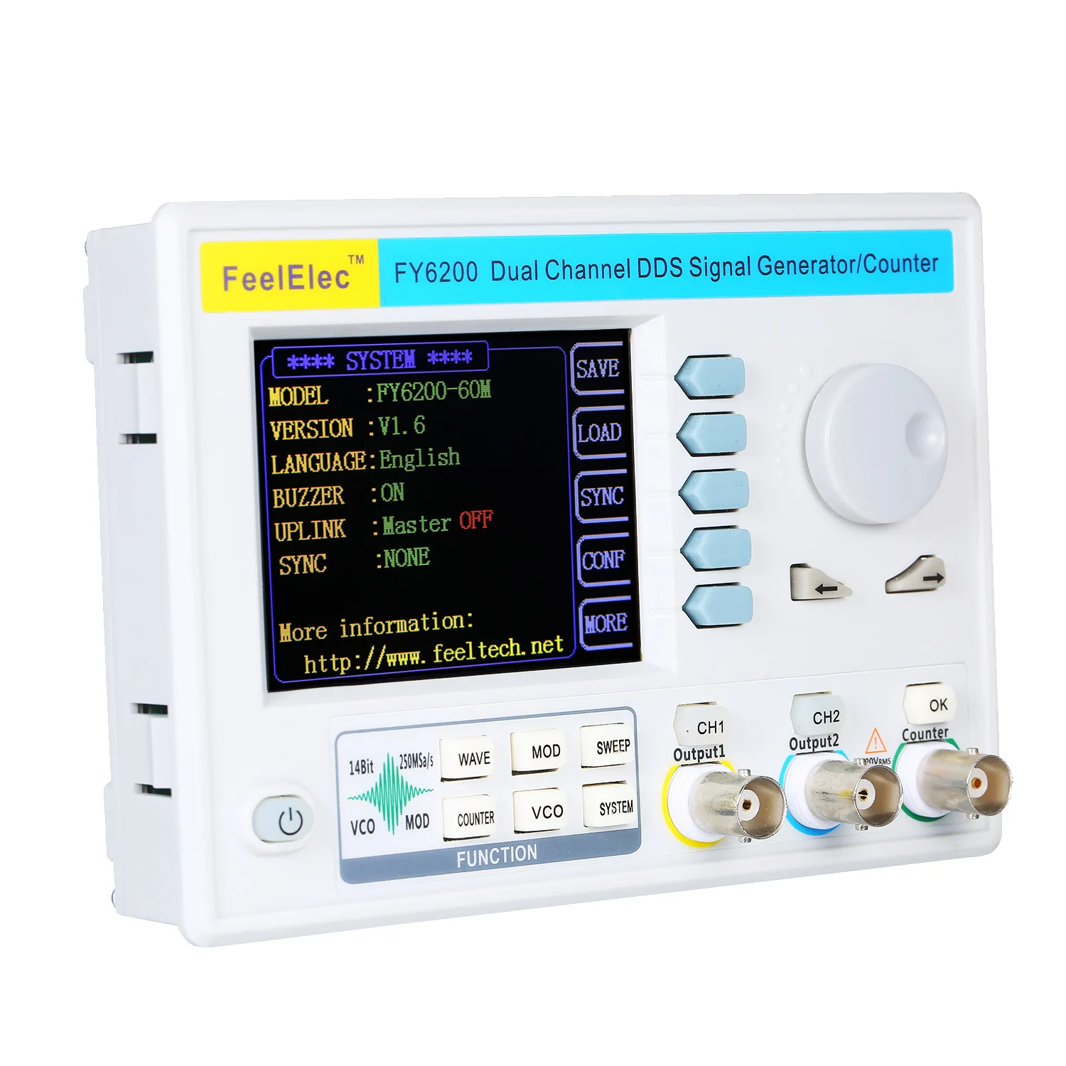 Высокоточный цифровой генератор сигналов FeelElec FY6200 20/30/60 МГц DDS двухканальный