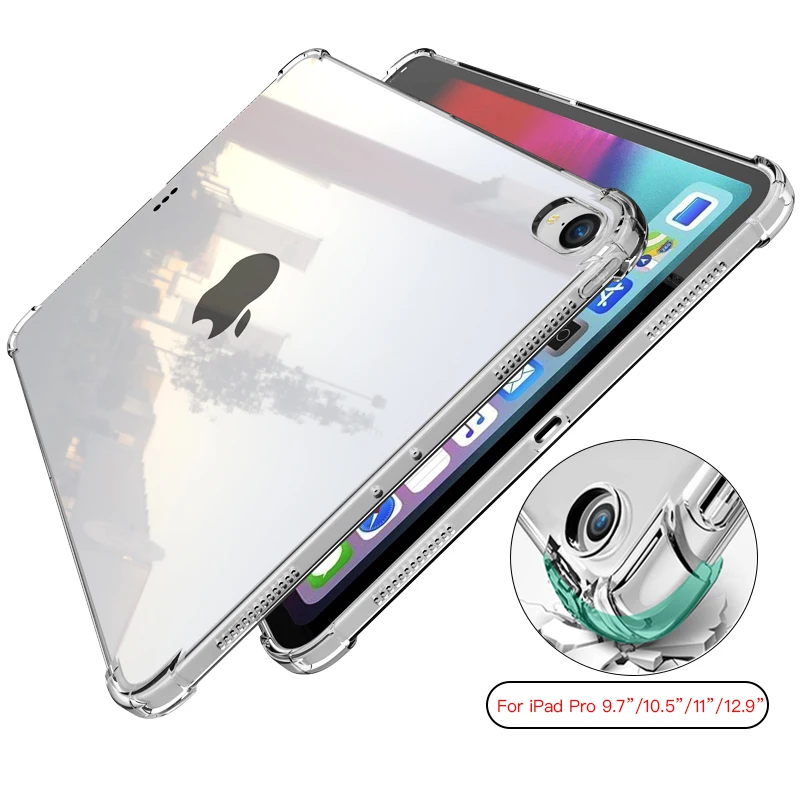 

For iPad Pro 9.7'' 10.5'' 11'' 12.9'' Case TPU Silicon Transparent Slim Cover for ipad pro 11 12.9 2018 2020 Coque Capa Funda