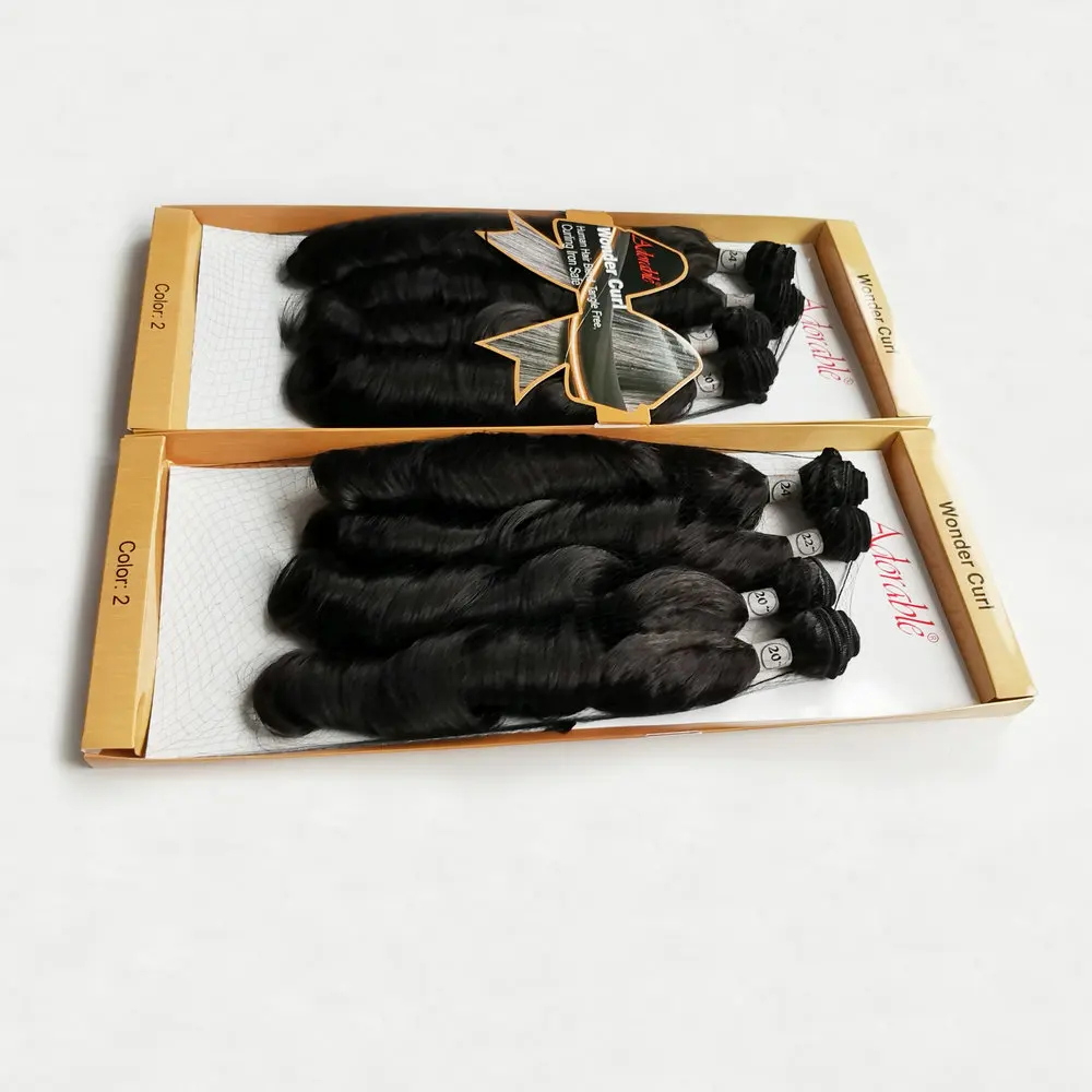 Adorable Box Locs Synthetic Curly Hair Weaves Ironed,Black Heat Resistant Fiber Packet Hair Bundles 24 INCH Wonder Curl 4pcs