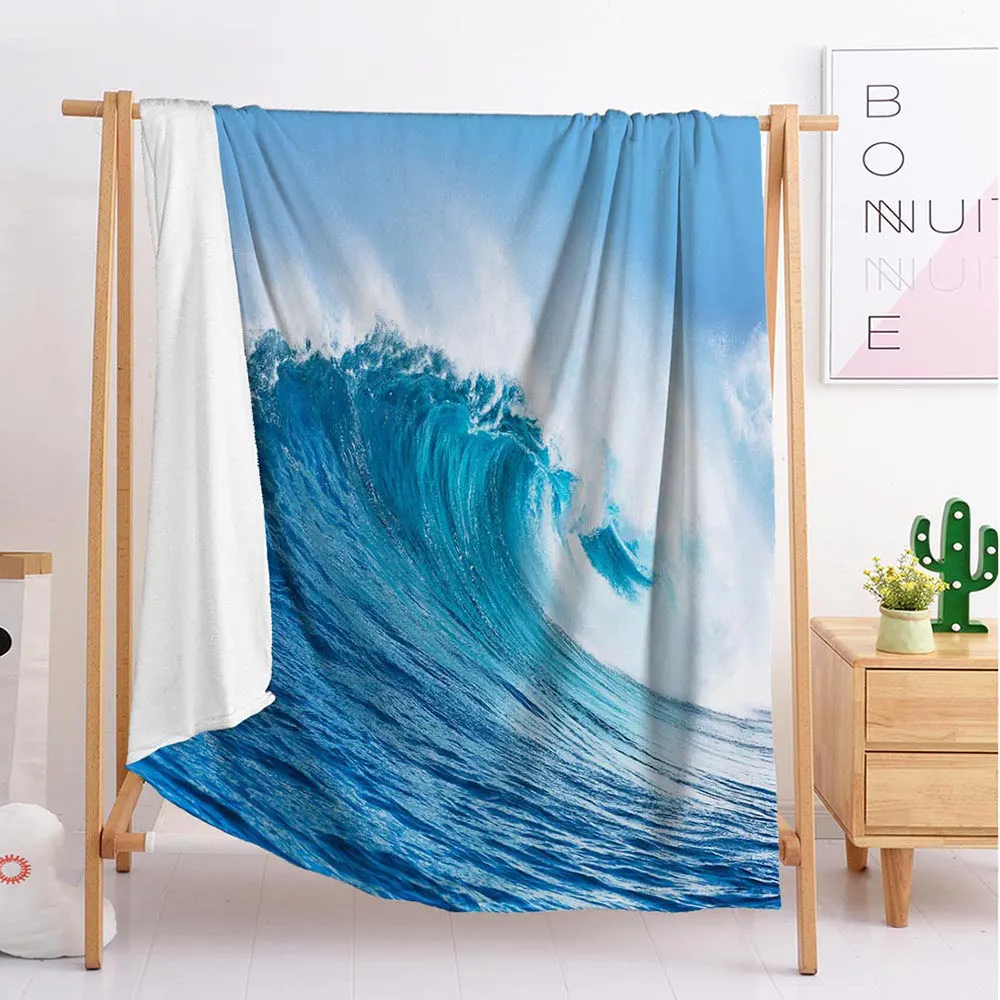 

2020 new sea wave export Custom blankets Large and small size throw blanket tapestry sleeping blanket soft flannel bedding