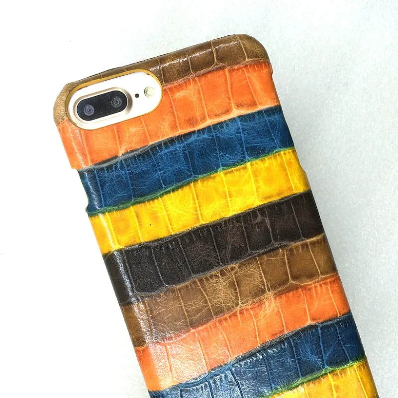 

Solque Genuine Leather Case For iPhone 7 Plus Cell Phone Cute Girls Color Crocodile Ultra Thin Slim Hard Mobile Cover Luxury