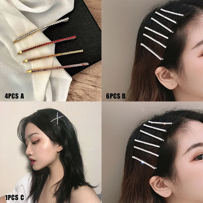 

Fashion Rhinestone Hairpins One-Line Hairclip Hair Accessories for Girls Ladies TH36