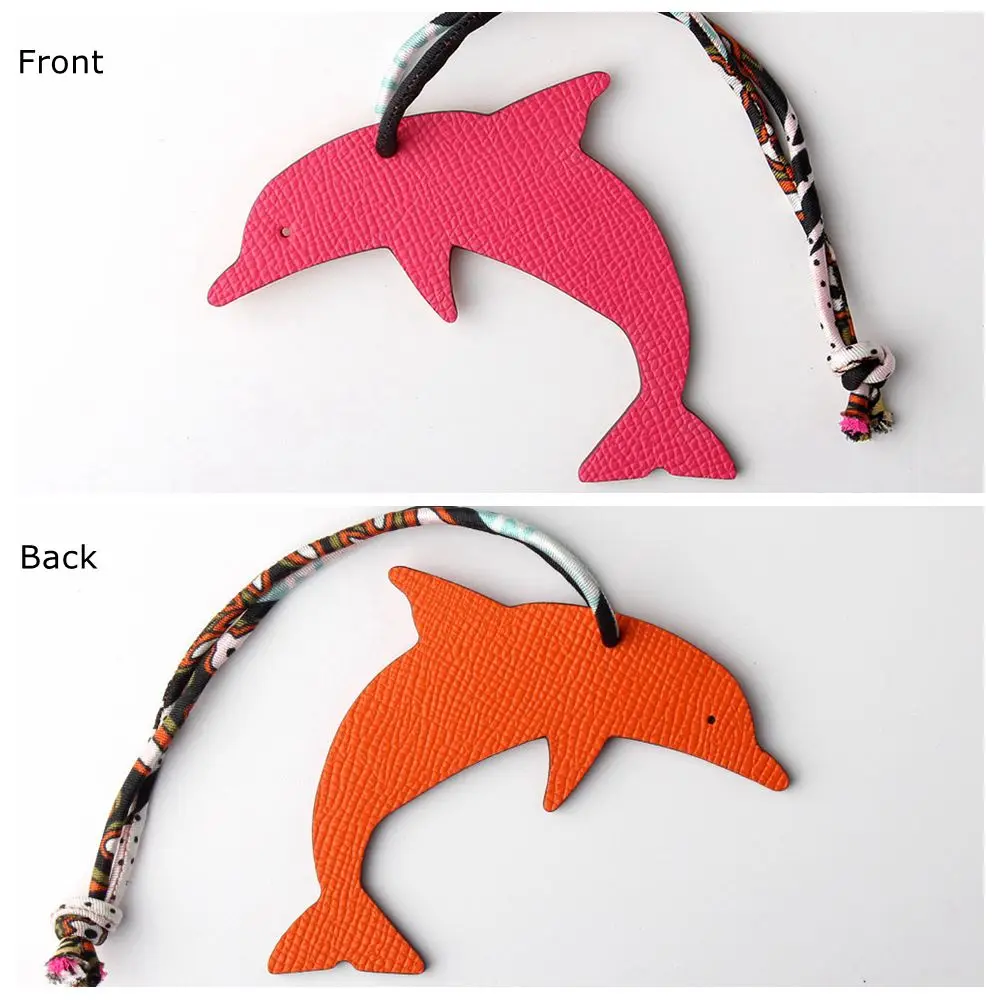 DOLPHIN PINK ORANGE Известный бренд шелк на заказ ручной работы из натуральной кожи милый брелок в виде оленя животного морской конек женская сумка Подвеска на рюкзак - Цвет: DOLPHIN PINK ORANGE