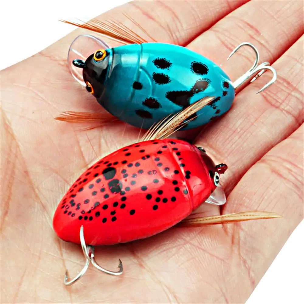 3.8cm/4.1g Ladybug Fishing Lures With Treble Hook Artificial Hard Minow  Lures Spoon Spinner Swim Wobbler Bait For Trolling Goods - Fishing Lures -  AliExpress