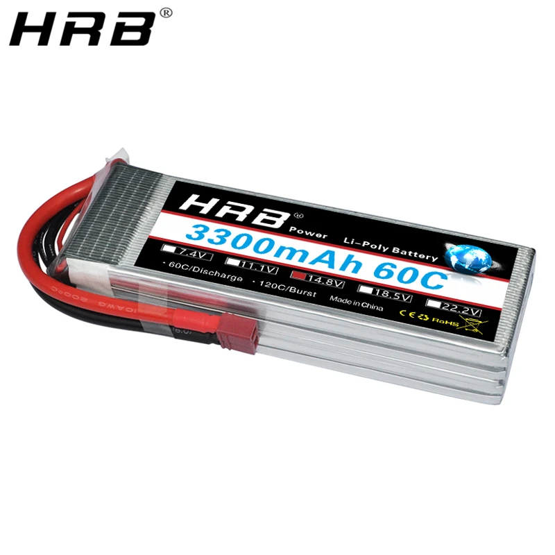 

HRB 4S 14.8V 3300mah Lipo Battery XT60 Deans T XT90 EC5 TRX 60C For Buggy Cars FPV Airplanes Helicopters Truck Boat RC Parts DIY