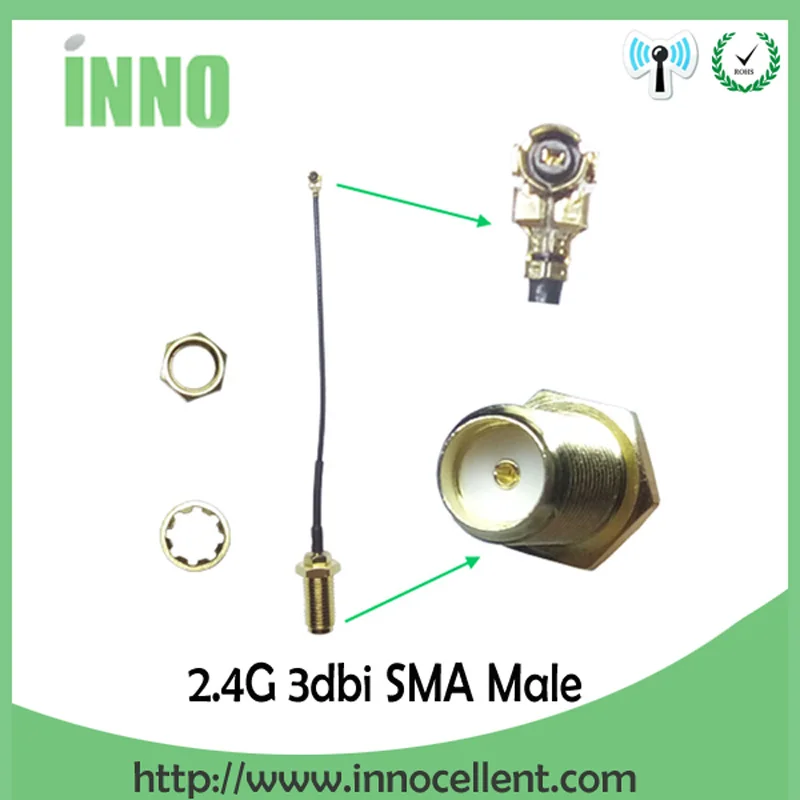 EOTH 2pcs 2.4g antenna 2~3dbi sma male wlan wifi 2.4ghz antene IPX ipex 1 SMA female pigtail Extension Cable iot module antena