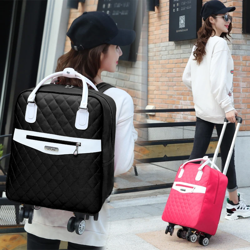 Bolso con ruedas para mujer, mochila de viaje con ruedas, de gran capacidad para equipaje rodante|Bolsas de viaje| - AliExpress