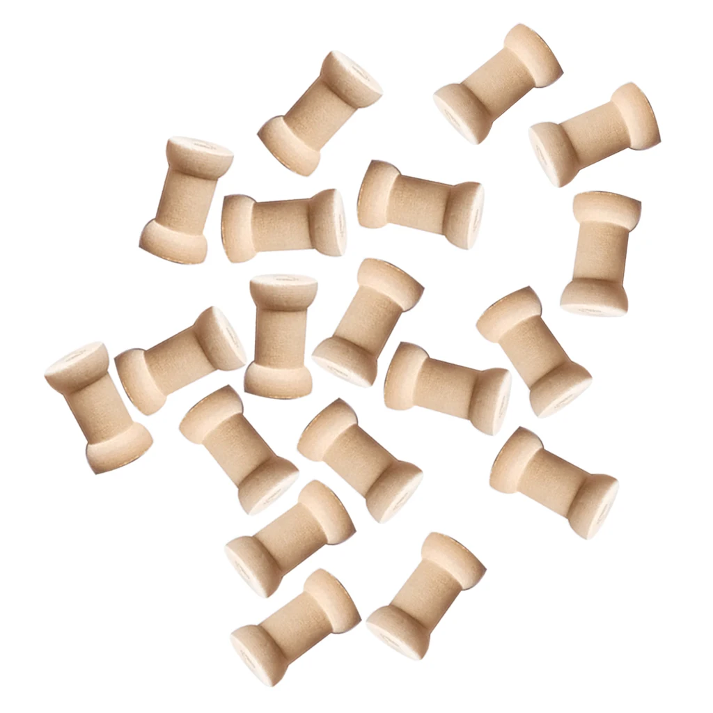 20 Pcs Blank Wooden Empty Spools For Wire Thread Bobbins Cords Coils Storage 