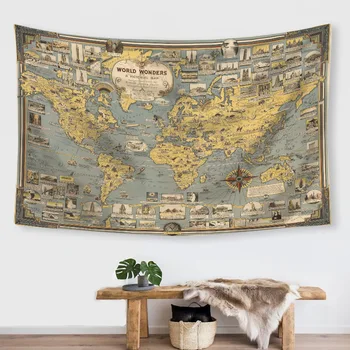 

New products Creative INS wind tapestry digital printing world map modeling horizontal wall decoration.