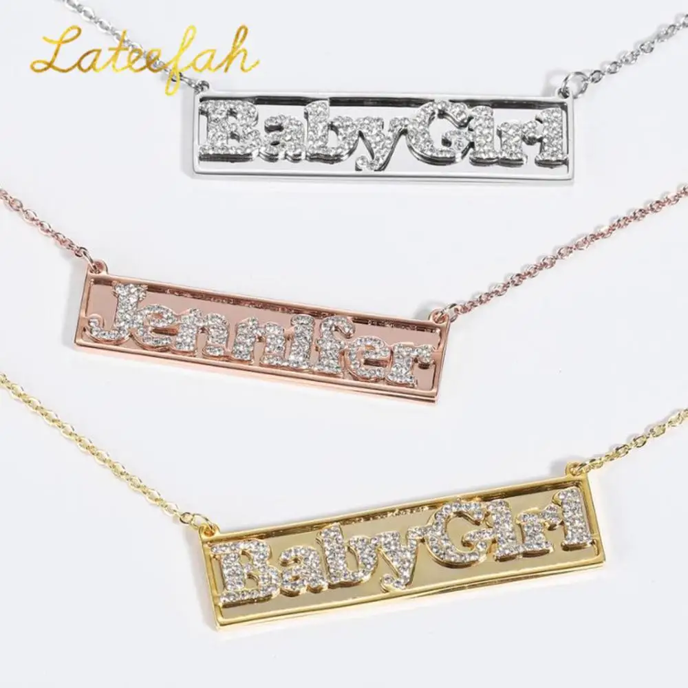 

Custom Fashion Stainless Steel Letters Nameplate Necklace Personal Retro Simple Creative Style Necklace Pendant Nameplate Gift