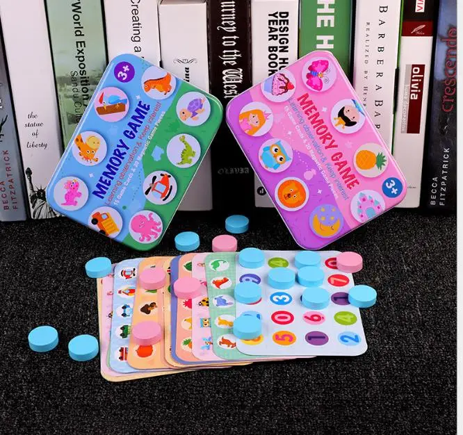 Новые деревянные игрушки montessori железный ящик шахматы на запоминание игрушки раннего развития