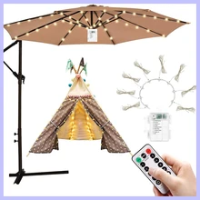 

String Lights Led Umbrella Solar 8 Functions Waterproof Battery Box Tent String Lights Outdoor Umbrella Decoration