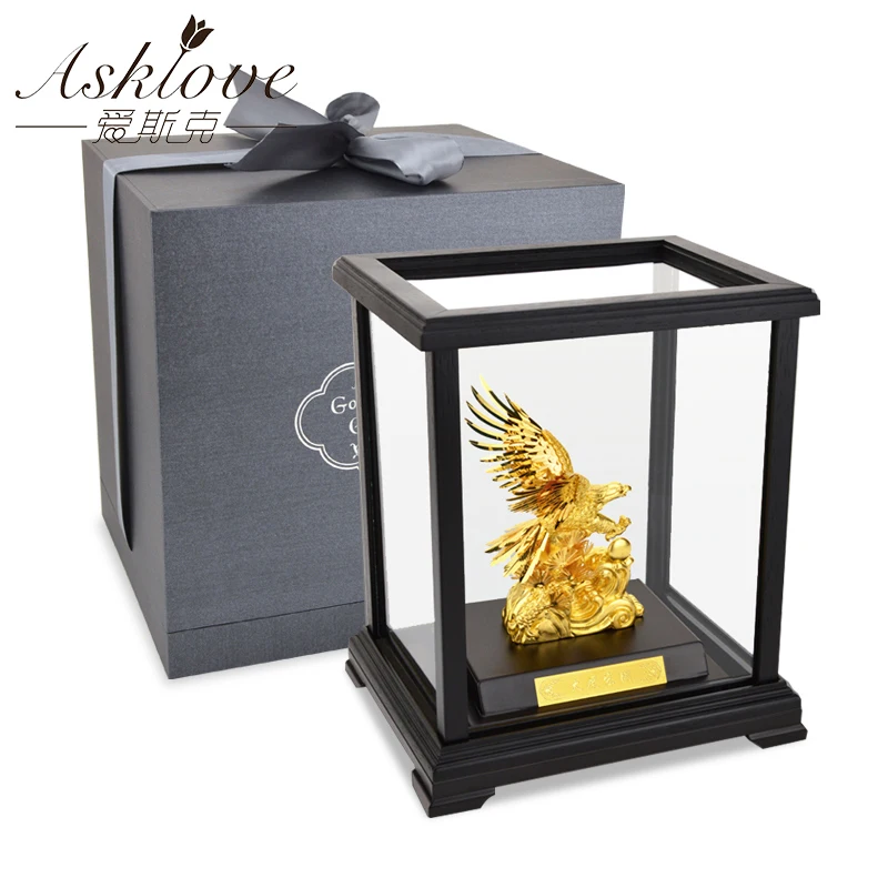 3D золотая фольга орнаменты в виде орла крылья Орла трофей фигурки ремесла домашний офис Декор Золотая фольга модель животного с подарочной коробкой