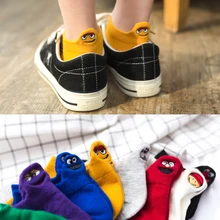 4 пары кавайных женских носков, модные забавные Женские носочки, хлопковые носки ярких цветов с вышивкой, Размеры 35-42