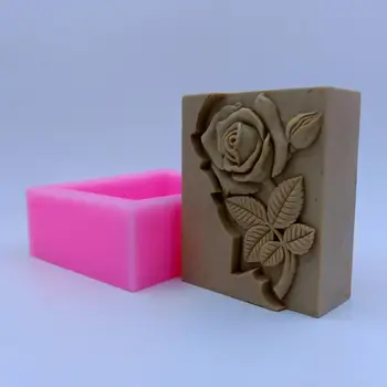

Flower Bar Soap Molds Rose Natural Soap Mould Rectangle Silicone Mold for Soap Candle Wax Resin Crafts Making