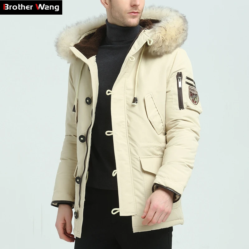 Мужской длинный пуховик с капюшоном меховым воротником|jacket brand|jacket downjacket fashion |