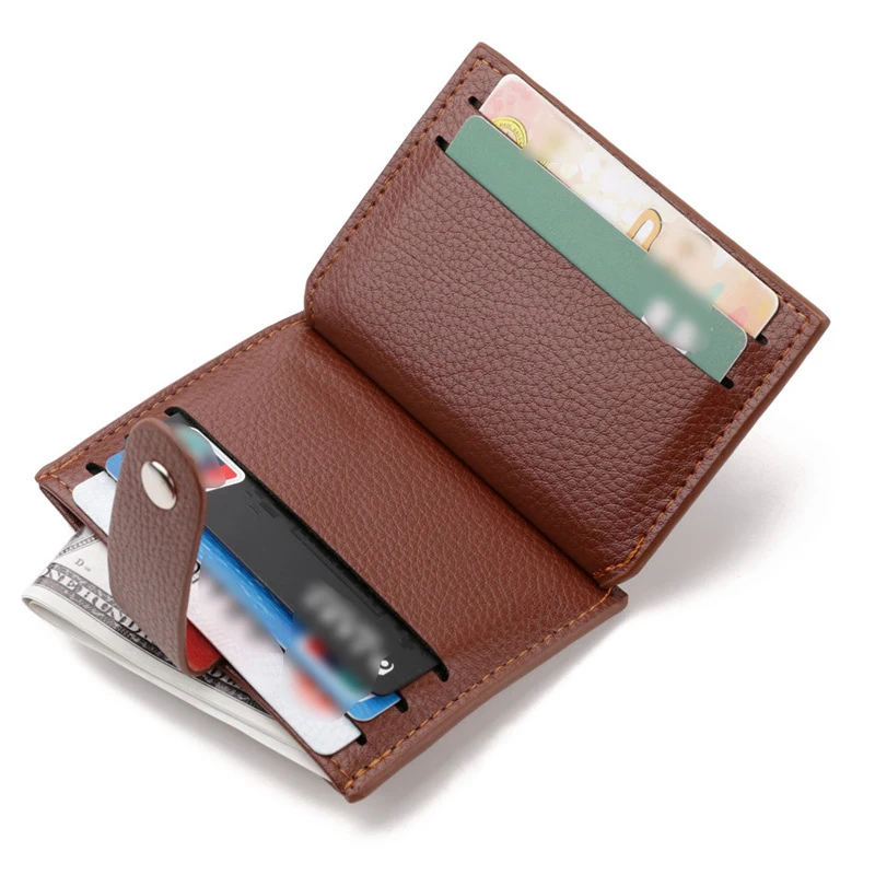 Минималистичный мужской кошелек, тонкий мужской кошелек с карманом для монет, на застежке, два сложения, ID Bank, держатели для кредитных карт, Бизнес Кошелек для монет на молнии, мужской кошелек