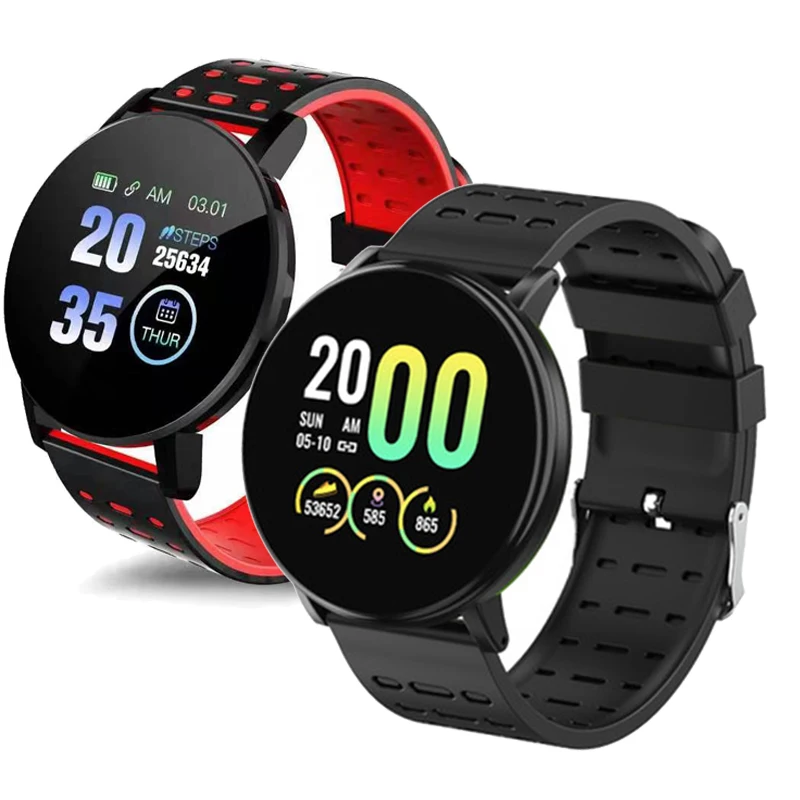 119 Plus Smart Watch Heart Rate Smart Bracelet Man Wristband Sports Watches Waterproof Smartwatch Android Alarm Clock Wristwatch