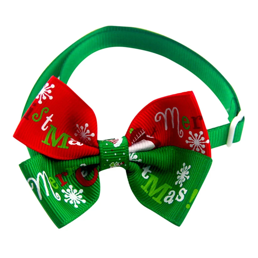 Transer 10pcs/lot Adjustable Christmas Pet Dog Bowties Cat Neck Ties Holidays Bow Tie Collar Groomings Pet Products 9107