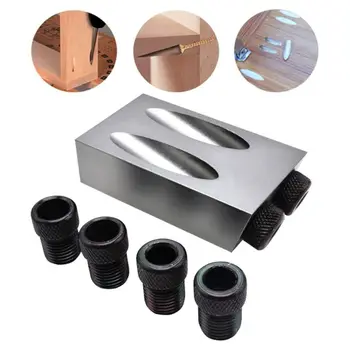

8pcs/set Woodworking Pocket Hole Jig Kit 6/8/10mm 15 Degree Angle Adapter Drill Guide Woodworking Adapter DIY Carpentry Tools