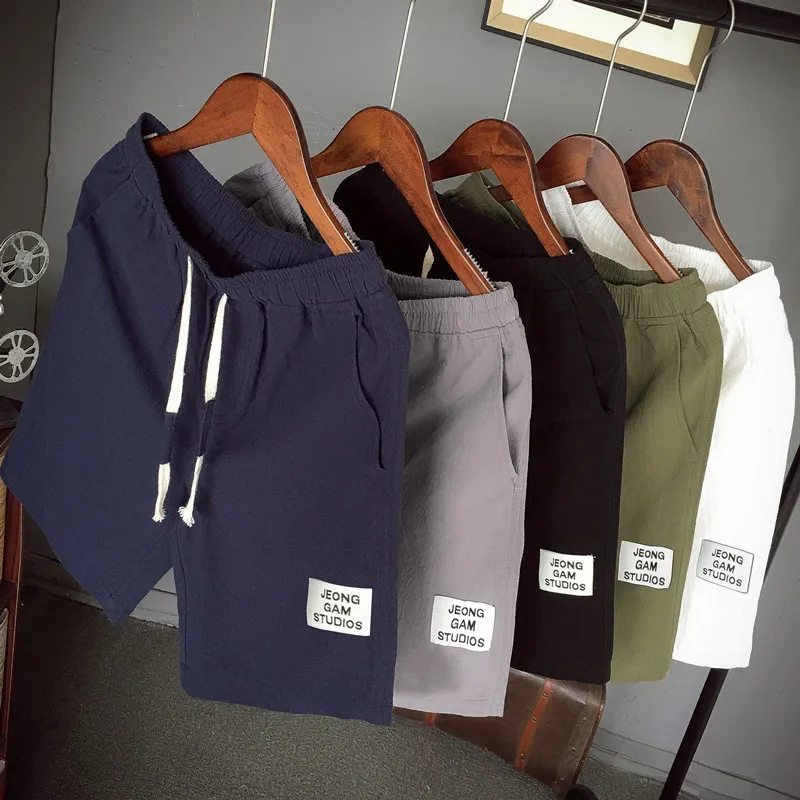 

2020 Summer New Style Shorts Flax Shorts Men's Casual Pants with Drawstring Elastic Shorts