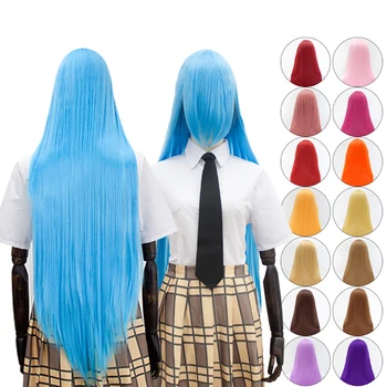 

DIFEI Cosplay Halloween High Temperature Resistant Fiber Synthetic Female Long Straight Universal 100Cm Wig 23 Colors Optional