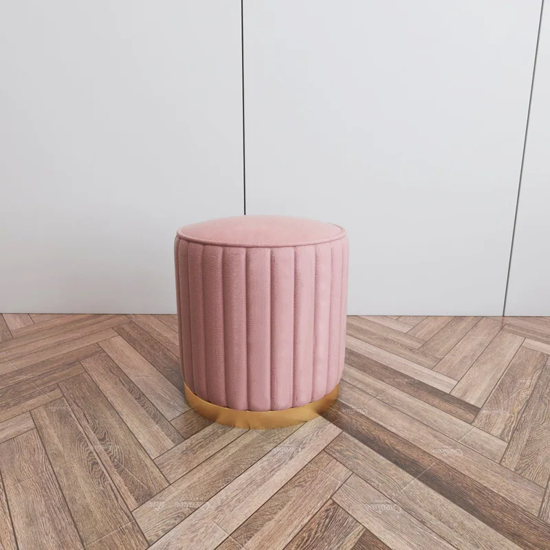 Light pink Стул туалетный бытовой обуви табурет спальня диван простой роскошный модный тканевый сетчатый красный стул для гостиной - Цвет: Light pink