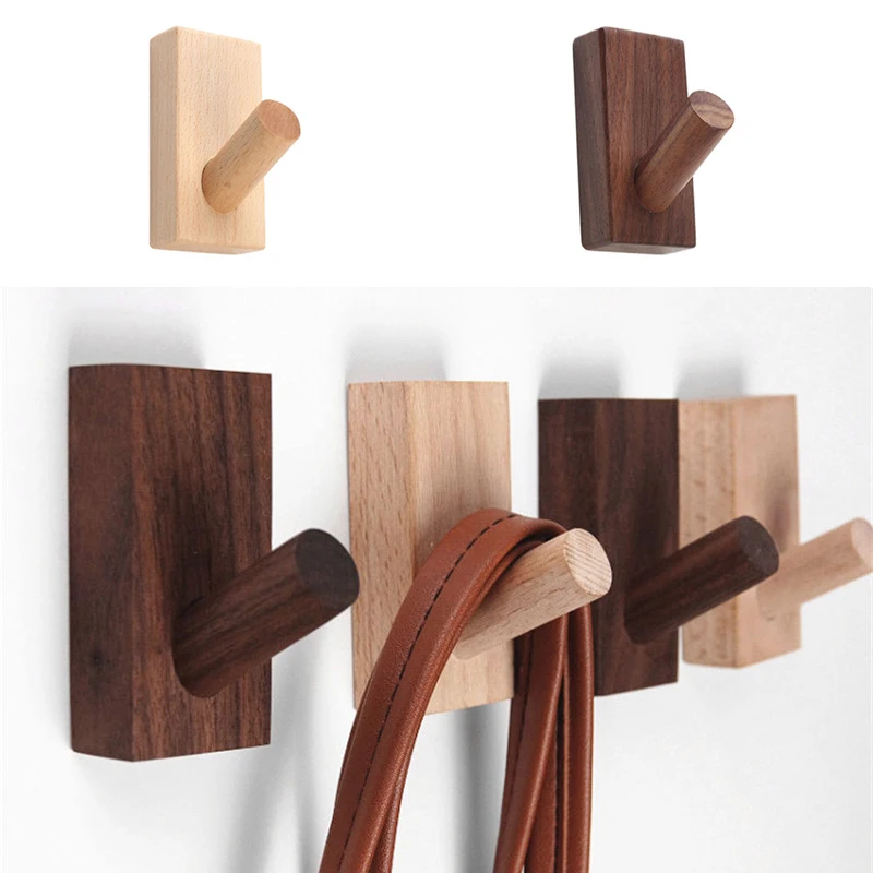 

Wooden Coat Hook Natural Wood Clothes Hanger Clothes Bag Hat Headphone Hanger Key Holder Home Decoration Hallway Wall Hook