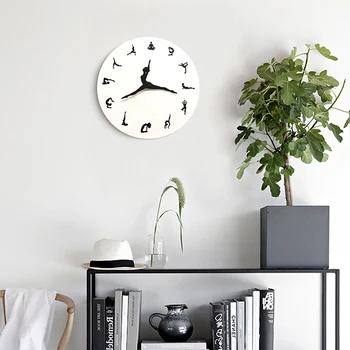 

Newly Yoga Postures Wall Clock Flexible Silent Modern Clock Home Room Decor BN99