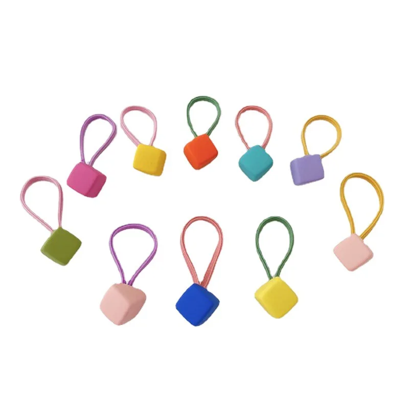 10 pcs Children's Headband Headwear Heart Hair Korean Version Cartoon Girl Rubber Band Sweet Cute Hair Tie Hair Accessories