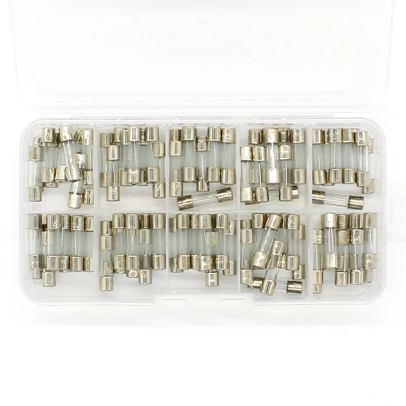 Promotion! 100Pcs Set 5x20mm Quick Blow Glass Tube Fuse Assorted Kits,Fast-blow Glass Fuses