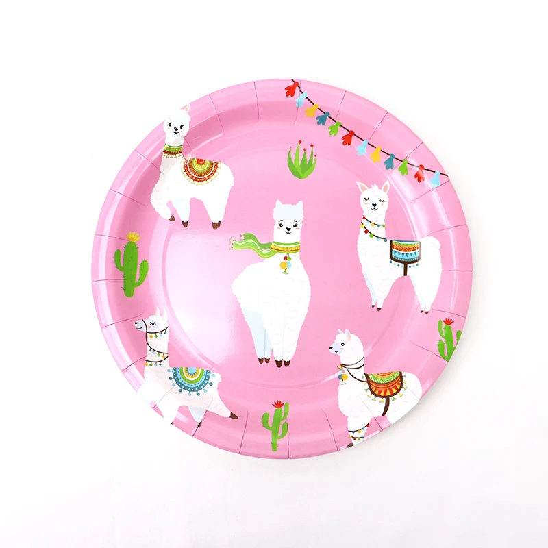 Тема Альпака вечерние одноразовые посуда бумажные тарелки салфетки для стаканчиков кактус день рождения, детский душ лама вечерние Декор