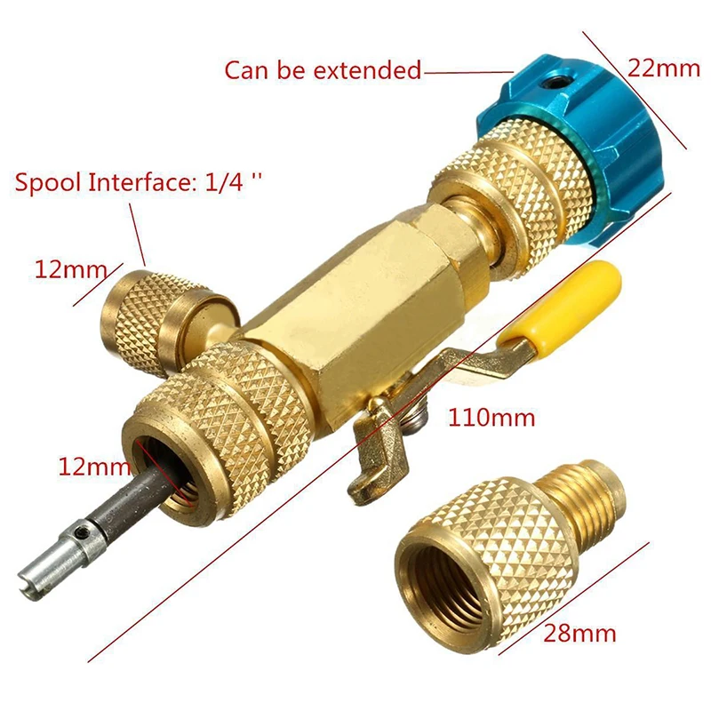 11cm Length R22 R410A Air Conditioning Valve Core 1/4" Spool Interface Quick Remover Installer Tool